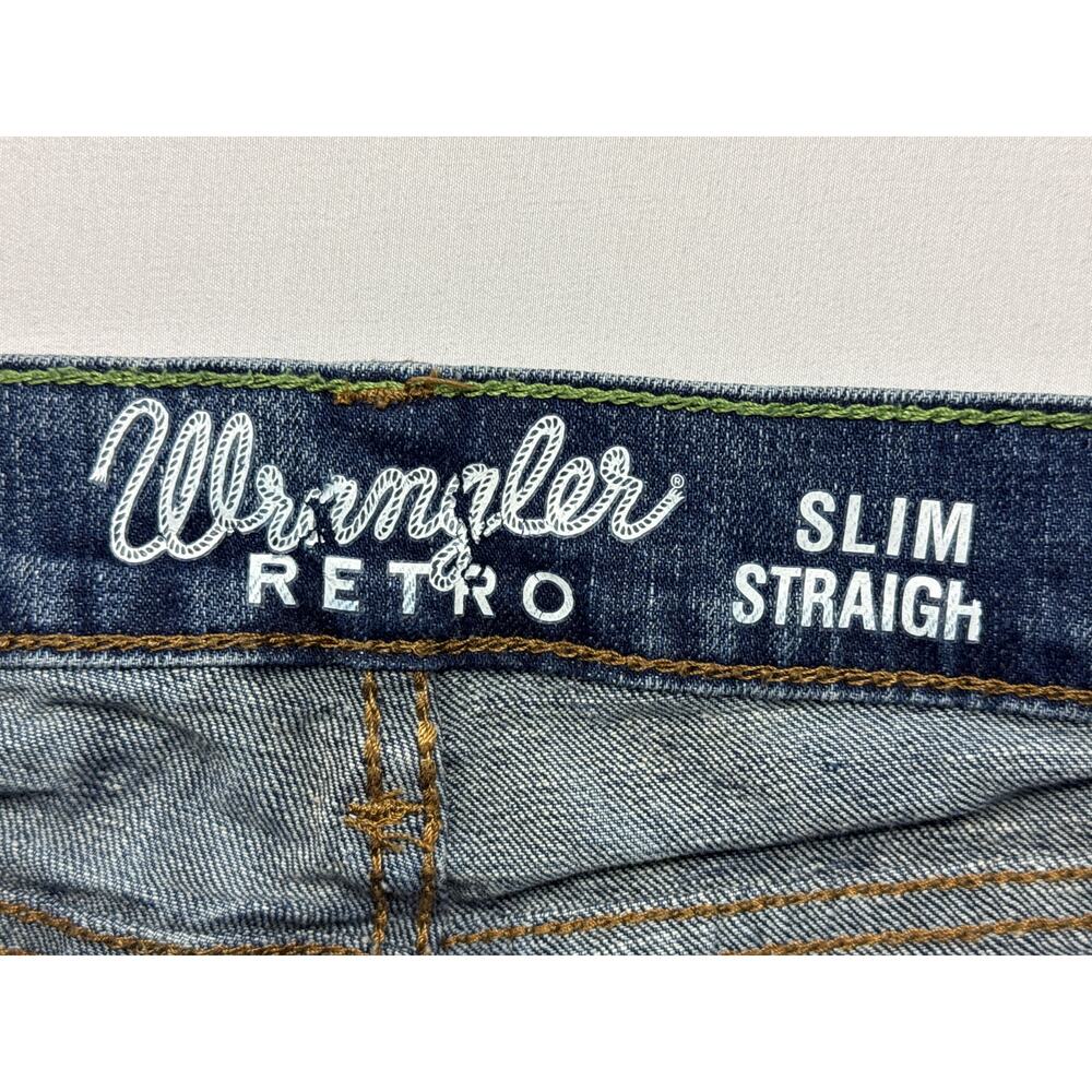 Wrangler Retro Men's Slim Straight Leg Blue Denim Jeans - Size 30x34 (30x32) - Picture 4 of 5